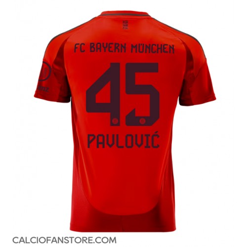 Maglia Calcio Bayern Munich Aleksandar Pavlovic #45 Prima Divisa 2024-25 Manica Corta
